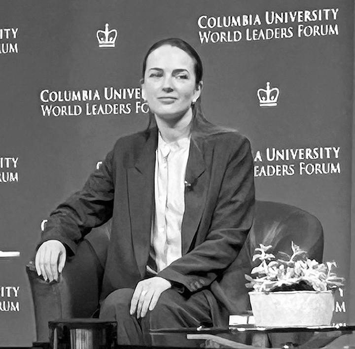 Nobel Laureate Oleksandra Matviychuk addressed the World Leaders Forum at Columbia University
